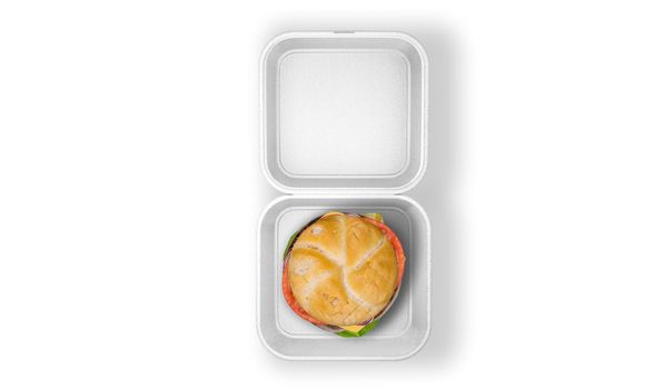 White Food Container Sticker With Burger Mockup