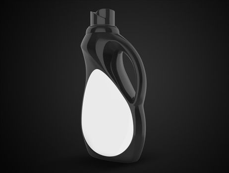 Big Detergent Black Bottle Mockup Perspective View