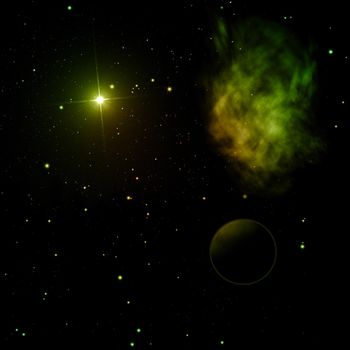 Planet in a space against stars and nebula. Elements of this image furnished by NASA 3D rendering.