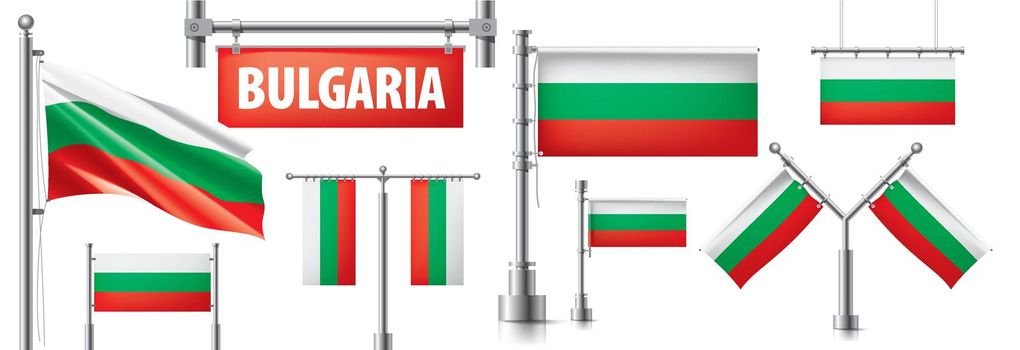 Vector set of the national flag of Bulgaria in various creative designs.