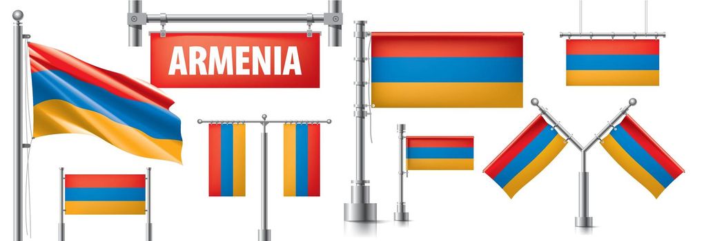 Vector set of the national flag of Armenia in various creative designs.