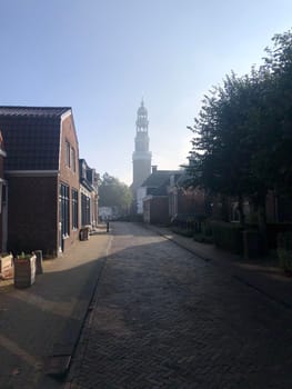 Empty street during a morning in Aldeboarn, Friesland The Netherlands