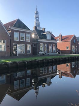 Empty street during a morning in Aldeboarn, Friesland The Netherlands