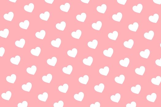 Valentines day background with white hearts decor on pink background.