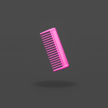 Purple Comb on Flat Black Background with Shadow 3D Illustration
