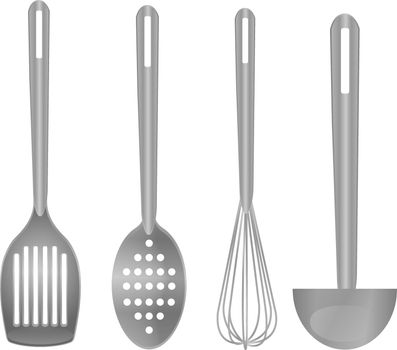 Cooking tools set isolated monochrome vector illustration