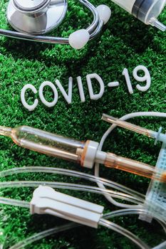 Coronavirus covid-19 medical still life concept background