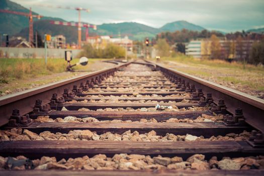 Landscape of an old abandoned railway, summer time