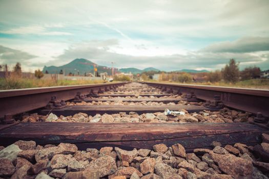 Landscape of an old abandoned railway, summer time
