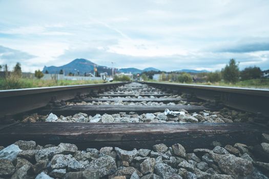 Landscape of an old abandoned railway, summer time