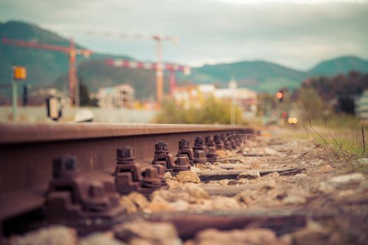 Landscape of an old abandoned railway, summer time