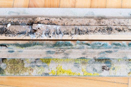 Close up of molded wooden planks indoor
