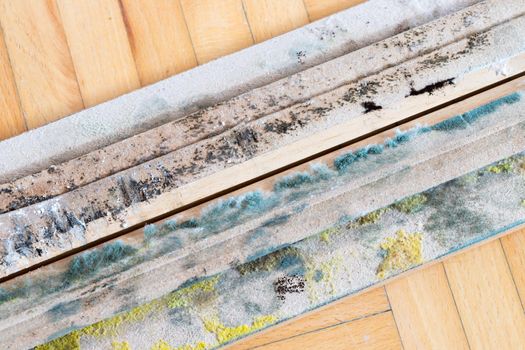 Close up of molded wooden planks indoor