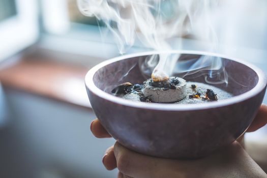 Christmas and New Year’s Ritual: Traditional esoteric incense, smoke