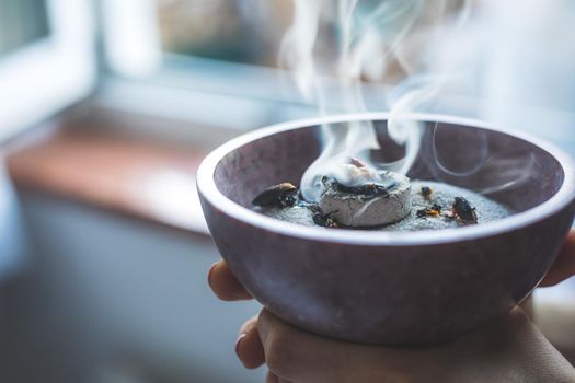 Christmas and New Year’s Ritual: Traditional esoteric incense, smoke