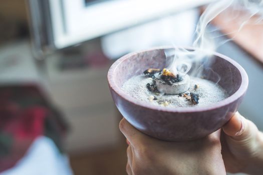 Christmas and New Year’s Ritual: Traditional esoteric incense, smoke