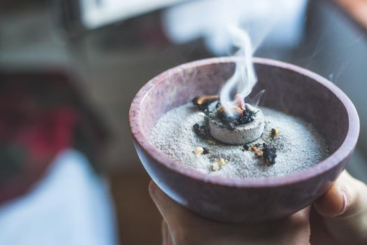 Christmas and New Year’s Ritual: Traditional esoteric incense, smoke