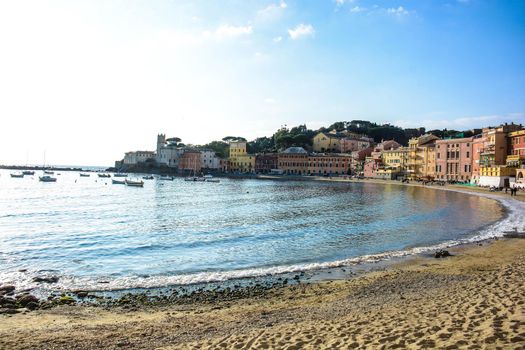 view of the Bay of Silence in Sestri Levante Italy