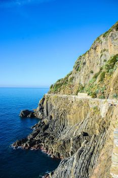 on the trail of the path of love at the Cinque Terre in Liguria Italy