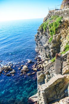 on the trail of the path of love at the Cinque Terre in Liguria Italy