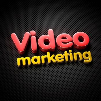 Video marketing 3D illustration on the black grid.