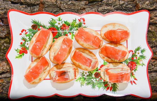 appetizer original italian fine cuisine with salmon