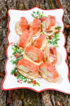 appetizer original italian fine cuisine with salmon
