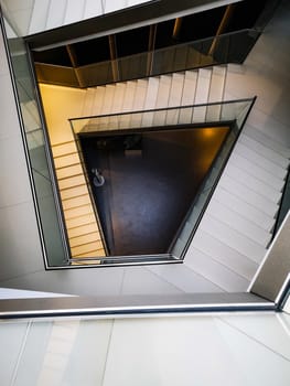 Top down view to small staircase in trapeze shape