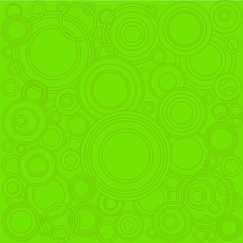 A background of retrograde dark green circlesover a lighter green background.