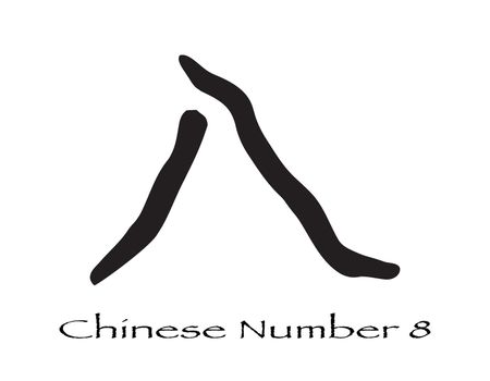 The Chinese Mandarine logogram for the number Eight isolated on a white background