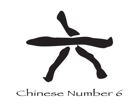 The Chinese Mandarine logogram for the number Six isolated on a white background