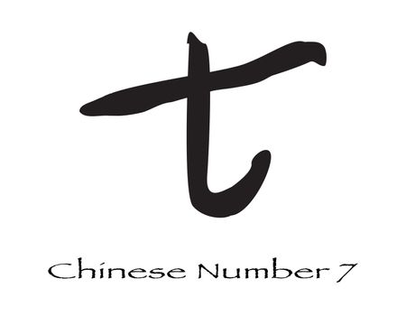 The Chinese Mandarine logogram for the number seven isolated on a white background