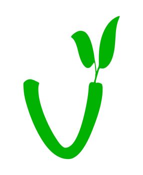 An vegan or vegetarian menu identifier in green over a white background