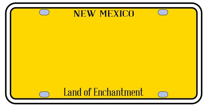 New Mexico state license plate in the colors of the state flag over a white background