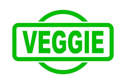An veggie rubber stamp in green over a white background