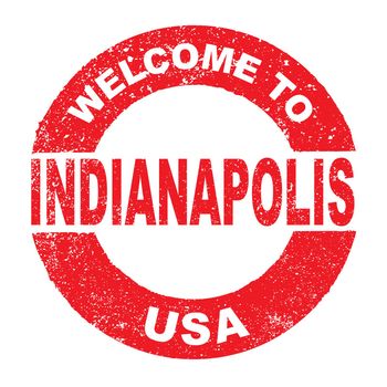 A grunge rubber ink stamp with the text Welcome To Indianapolis USA over a white background
