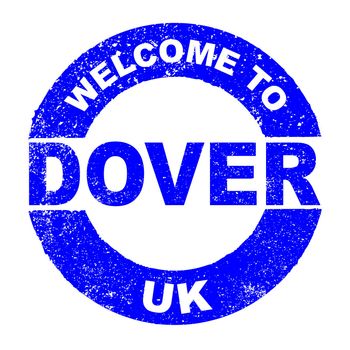 A grunge rubber ink stamp with the text Welcome To Dover UK over a white background