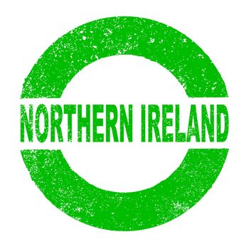 A grunge rubber ink stamp with the text Northern Ireland over a white background