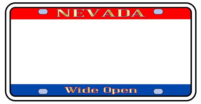 Blank Nevadastate license plate in the colors of the state flag over a white background