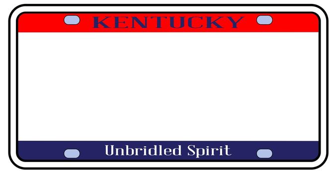 Kentucky state license plate in the colors of the state flag with the flag icons over a white background
