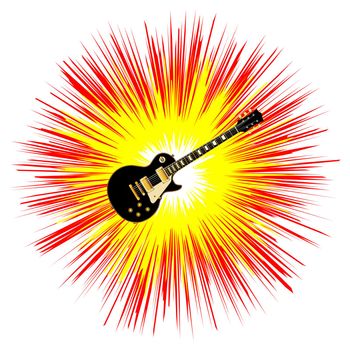 The definitive rock and roll guitar in black with bright flash background