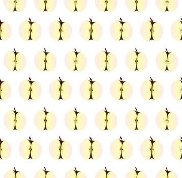 Several half apples set in rows as a background over white and seamless