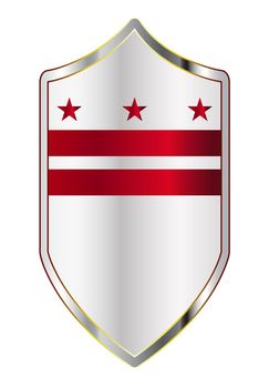 A typical crusader type shield with the state flag of Washington DC all isolated on a white background