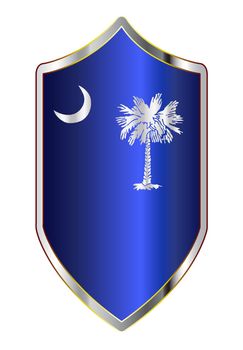A typical crusader type shield with the state flag of South Carolina all isolated on a white background