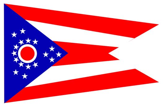 The flag of the USA state of Ohio over a white background