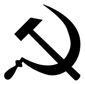 The hammer and sickle emblem of the Soviet Union isolated on a white background