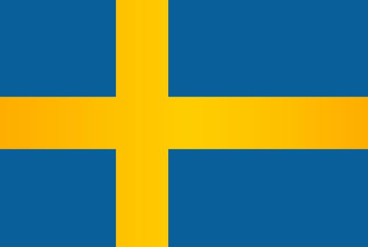 The flag of the Scandinavian country of Sweden in blue and yellow