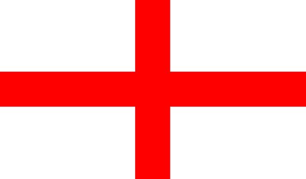 The flag of England and Saint George red cross on a white background