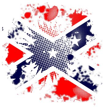 A cartoon halftone black grunge with American civil war flag