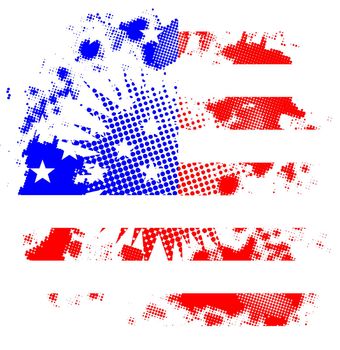 A cartoon halftone black grunge with USA stars and Stripes flag